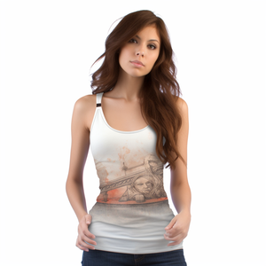Top <span class=keywords><strong>Canotta</strong></span> <span class=keywords><strong>Bianca</strong></span> da Donna di Alta Qualità, Personalizzabile in Vari Colori, Stampa a Sublimazione, Design in Poliestere Spandex ad Asciugatura Rapida con Spalline Sottili - Product Image 4