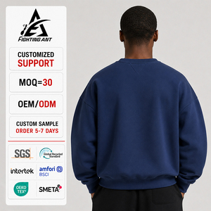 เสื้อสเวตเชิ้ตคอกลมแบบครอปสีน้ำเ<span class=keywords><strong>ง</strong></span>ินกรมท่า Fighting Ant Fabricante ทร<span class=keywords><strong>ง</strong></span>โอเวอร์ไซส์ สตรีทแวร์ แบรนด์ส่วนตัว OEM ODM แบบสั่<span class=keywords><strong>ง</strong></span>ทำพิเศษ - Product Image 2