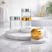 Pot en verre dépoli transparent de luxe personnalisé, rond, 200g, pour emballage cosmétique et soins de la peau, 200ml, 250ml, vide, pour crème gommante corporelle, avec couvercle doré