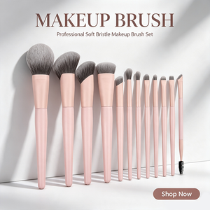 Set di 12 Pennelli da Trucco Vegani Professionali in Fibra Sintetica Morbida con Logo Personalizzato OEM ODM Etichetta Privata - Product Image 1