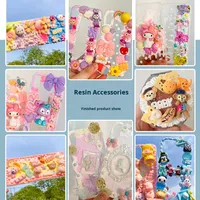 Kit de coque de téléphone DIY scintillante en plastique pour 7-12 ans, avec colle crème, petits accessoires, jouets créatifs à coller, ornements pour épingles à cheveux, poupée en résine