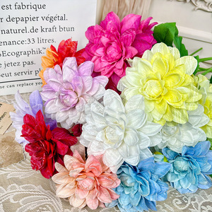 Fleurs artificielles Dahlia en tissu 'Fenêtre de Monet' pour décoration de mariage, de maison et accessoires de photographie extérieure - Product Image 1