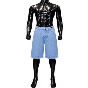 <b>Light</b> Blue Men's Straight Denim Shorts Washed Twill Formal Winter Casual Summer Wear - Product Image 1