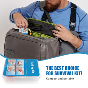 LUSHAZER 24pcs Kit d'accessoires de pêche Boîte en plastique Ciseaux Hameçons Bobbers Leader Leurres souples Plombs fendus avec boîte Basse - Product Image 5