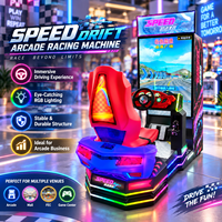 Machine de jeu d'arcade de course, simulateur de conduite monoplace avec volant, pédales et armoire lumineuse à LED pour divertissement en intérieur