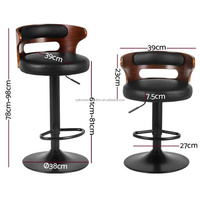 Tabourets de bar simples et confortables en cuir PU noir, base en métal réglable, chaise de bar moderne pour cuisine, salle à manger, salon, hôtel