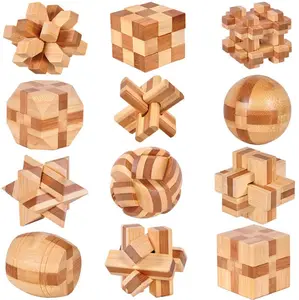 Jouets d'intelligence en bambou, casse-tête en bambou, serrure <span class=keywords><strong>Jupiter</strong></span>, serrure <span class=keywords><strong>de</strong></span> tonneau à vin, casse-tête en bois - Product Image 1