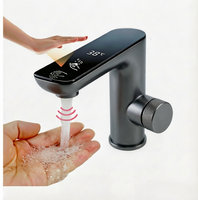 Distributeur de savon intelligent 2-en-1 avec capteur, finition dorée de couleur personnalisée, affichage numérique LED |   Mitigeur de lavabo monotrou sans contact
