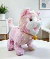 Grand chat en peluche souriant avec clochette - Jouet interactif qui marche et qui fait du bruit - Design amusant et joyeux - Mignon et amusant
