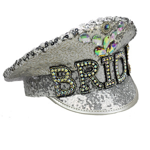 <span class=keywords><strong>Cappello</strong></span> da <span class=keywords><strong>Capitano</strong></span> Argento Scintillante con Paillettes per Addii al Nubilato e Matrimoni all'Aperto della Fabbrica Manwu - Product Image 6