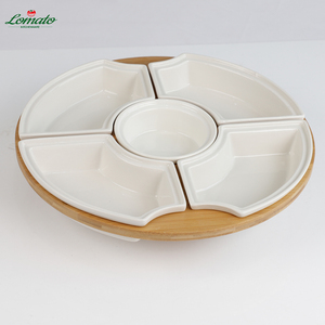 Fromage rond <span class=keywords><strong>en</strong></span> <span class=keywords><strong>bois</strong></span> <span class=keywords><strong>de</strong></span> bambou <span class=keywords><strong>de</strong></span> haute qualité Snack Petit déjeuner Salade Dessert Plateau <span class=keywords><strong>de</strong></span> fruits avec assiette <span class=keywords><strong>en</strong></span> céramique amovible Bol plats - Product Image 5