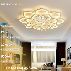 โคมไฟเพดานดีไซน์ทันสมัยรูปดอกบัวคริสตัล LED สำหรับห้องนอน - Product Image 2