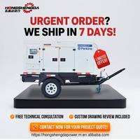 Groupe électrogène diesel Perkins 50 kW à faible bruit, remorquable, 62,5 kVA, mobile sur remorque, monophasé/triphasé, 50/60 Hz, insonorisé, CE ISO