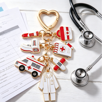 Porte-clés Thème Infirmière Créatif avec Thermomètre, Style Uniforme d'Infirmière d'Ambulance, Cadeau Fête du Docteur et de l'Infirmière, Vente en Gros Personnalisée