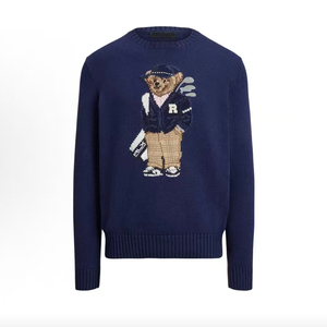 Suéter <span class=keywords><strong>de</strong></span> <span class=keywords><strong>Punto</strong></span> Grueso 7GG para <span class=keywords><strong>Hombre</strong></span>, Estilo Preppy Vintage, con Jacquard <span class=keywords><strong>de</strong></span> Oso, Diseño Retro con Estampado Animal, Mezcla <span class=keywords><strong>de</strong></span> Lana, para Invierno - Product Image 1