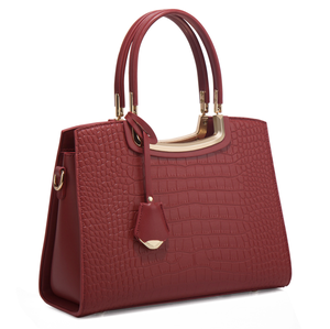 กระเป๋าถือผู้หญิง ZhongHong ZHA05 สีแดง ลายหนังจระเข้ PU พร้อมหูหิ้วแบบมีเท็กซ์เจอร์ ซิปปิด สะพายไหล่หรือสะพายข้างได้ ใช้ได้ทุกฤดู แฟชั่น - Product Image 2