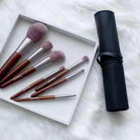 Étui à pinceaux de maquillage en cuir PU personnalisé avec logo, étui à maquillage pliable portable pour femmes, sac à roulettes pour cosmétiques, organiseur de pinceaux de maquillage souple, pochette