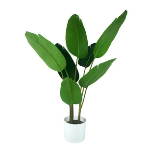 Pianta artificiale in vendita simula piante verdi decorativo foglia di Banana decorazioni per la casa wall art room mini in vaso legnoso all'ingrosso