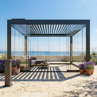 Pergola Bioclimatique Automatique à Fermeture Instantanée avec Capteur de Pluie, Étanche, en Aluminium, pour Balcon et Véranda, Autoportante, Idéale pour l'Été
