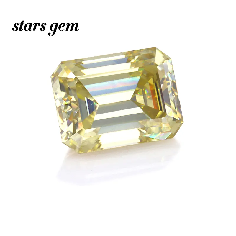 Venda quente amarelo moissanite esmeralda corte moissanite diamante para jóias