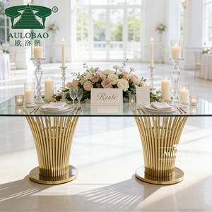 Gold Stainless Steel Eco-Friendly Wedding Dinner <b>Table</b> for Events - Product Image 3