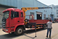 Grue de camion à plateforme télescopique autoportante télécommandée hydraulique HAOY 5 tonnes
