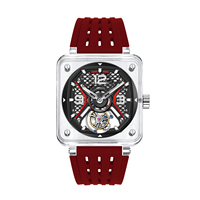 Relojes Mecánicos de Pulsera para Hombre, Diseño Cuadrado Transparente, con Tourbillon, Esqueleto, Luminosos e Impermeables, OEM/ODM, Nuevo Diseño de Moda