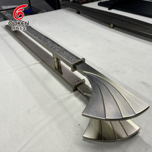 Poignée de porte en acier inoxydable personnalisée, forme artistique gravée, barre de musique, club, salle de bal, luxe moderne, poignée de porte en verre - Product Image 5