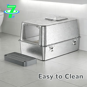 Caja de Arena para Gatos de Acero Inoxidable DSDT, Resistente, Duradera, Fácil de Limpiar, Control de Olores, Anti-Salpicaduras, CLB-032 - Product Image 3