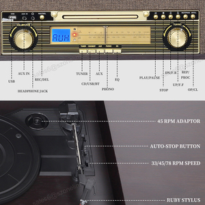 Prix usine tourne-disque <span class=keywords><strong>vinyle</strong></span> Gramophone USB AM FM Radio BT 3 vitesses <span class=keywords><strong>platine</strong></span> avec haut-parleurs - Product Image 2