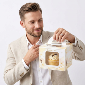 Boîtes à gâteaux personnalisées en papier blanc de qualité alimentaire avec fenêtre, boîte à gâteaux à thème personnalisée <span class=keywords><strong>pour</strong></span> boulangerie, fête, mariage, <span class=keywords><strong>anniversaire</strong></span> - Product Image 1