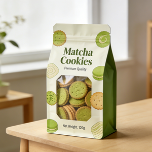 ถุงซิปล็อคแบบตั้งได้ พิมพ์โลโก้ได้ตามต้องการ ราคาประหยัด ถุงอลูมิเนียมพลาสติกแบบรีซีลได้ พร้อมเส้นฉีกสำหรับใส่คุกกี้และอาหาร - Product Image 1