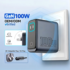 Cargador GaN de 100W con Carga Rápida PD y Pantalla Inteligente, Adaptador de Viaje Plegable para EE. UU. y UE, para Teléfonos Xiaomi y <span class=keywords><strong>Huawei</strong></span>, Cargador Tipo C para Laptop - Product Image 1