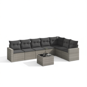 Ensemble de canapés de jardin modulaires en rotin gris, mobilier d'extérieur haut de gamme, collection de salon de patio sectionnel 10 places - Product Image 1