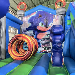 Castello Gonfiabile con Scivolo d'Acqua <span class=keywords><strong>Blu</strong></span>, Casa Gonfiabile Sonic per Feste e Noleggio, Combo Castello Saltarello per Bambini - Product Image 4
