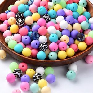 Perles focales en silicone à mâcher à imprimé léopard de qualité alimentaire populaire de 15mm perles imprimées en silicone pour la fabrication de stylos - Product Image 6