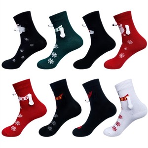 ถุงเท้าคริสต์มาสสีแดงถึงกลางน่องผ้าฝ้ายระบายอากาศได้สำหรับผู้หญิงฤดูใบไม้ร่วงฤดูหนาวสไตล์คู่รัก - Product Image 3