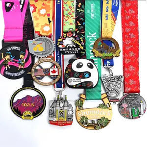 Medalhas personalizadas para futebol chinês 3D/2D, maratona de ginástica e futebol, medalhas com fita, medalha personalizada