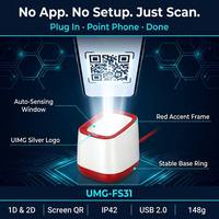 Lecteur de codes-barres de bureau robuste UMG-FS31 IP42 1D 2D à détection automatique USB pour les petites caisses de supermarché