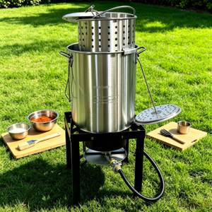 Olla de Gas de Gran Capacidad de 30 QT y 50000 BTU, Juego de Freidora de Pavo <span class=keywords><strong>para</strong></span> Exteriores, Cesta Perforada, Interior con Revestimiento Nano <span class=keywords><strong>para</strong></span> Acción de Gracias - Product Image 2