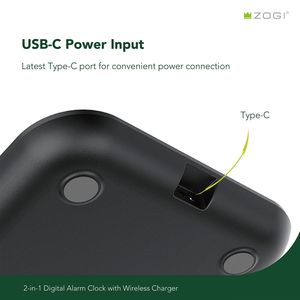 Giá đỡ điện thoại để bàn tích hợp đồng hồ báo thức, sạc không dây 15W, thiết kế tối giản 2 trong 1 - Product Image 6