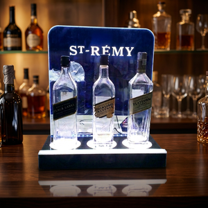 Wholesale LED Acrylic 3-Bottle Display Stand Modern Illuminated <b>Bar</b> Rack with Custom Logo for Liquor Stores - Product Image 6