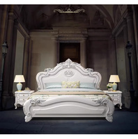 Nouveau vente en gros de lit en bois classique Oem ensemble de meubles de style américain lit de mariage en bois lit double de luxe antique dans la chambre