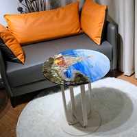Artisanat en résine pour meubles de maison, tables rondes en époxy faites à la main, tables à café et à dîner en résine personnalisées pour un usage domestique