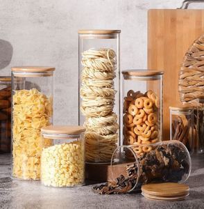 Clear Borosilicate 500ml Glass <b>Storage</b> Jars With Airtight Bamboo Lid Stackable Food Containers for Kitchen Pantry Organization - Product Image 2