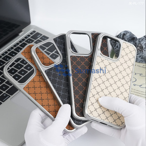 Étui de téléphone de luxe de style designer avec monogramme pour <span class=keywords><strong>iPhone</strong></span> 15 14 13 12 Pro Max, en cuir, antichoc, protection arrière - Product Image 6