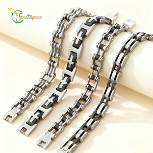 Conjunto de Pulseras de Acero Inoxidable 316L para Hombre, Diseño de Cadena de <span class=keywords><strong>Bicicleta</strong></span>, Cierre Industrial en Forma de H, Joyería Masculina, Venta al Por Mayor, Personalización OEM - Product Image 1