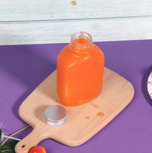 Botol plastik makanan hewan peliharaan portabel, botol jus buah labu datar 350ml, cincin tarik minuman teh susu cair layar tertutup - Product Image 5