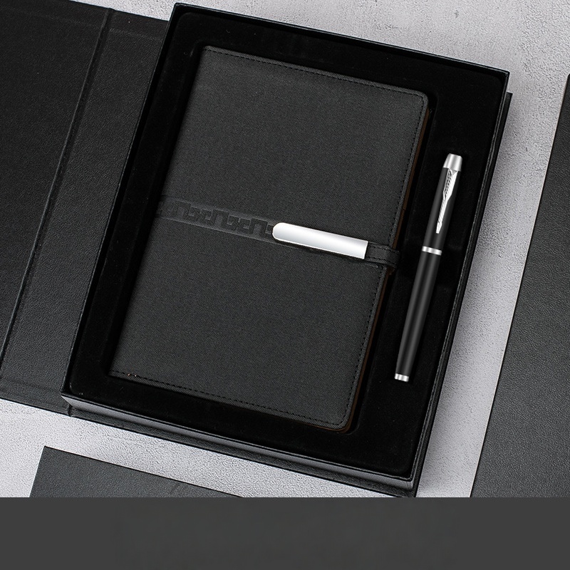 Two-piece set (long notebook + signature book) Black