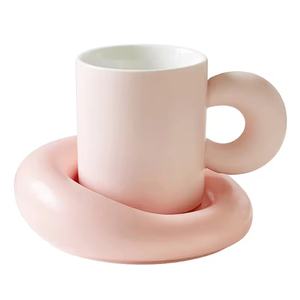 Juego de Tazas de Cerámica Cute Sense Milk Fufu de 300 ml, Diseño de Dibujos Animados con Bandeja, Apto para Lavavajillas, Taza de Café para la Oficina, Té de la Tarde - Product Image 6